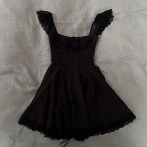 House of CB Kaia Lace Trim Fit & Flare Minidress | Size XS, Black